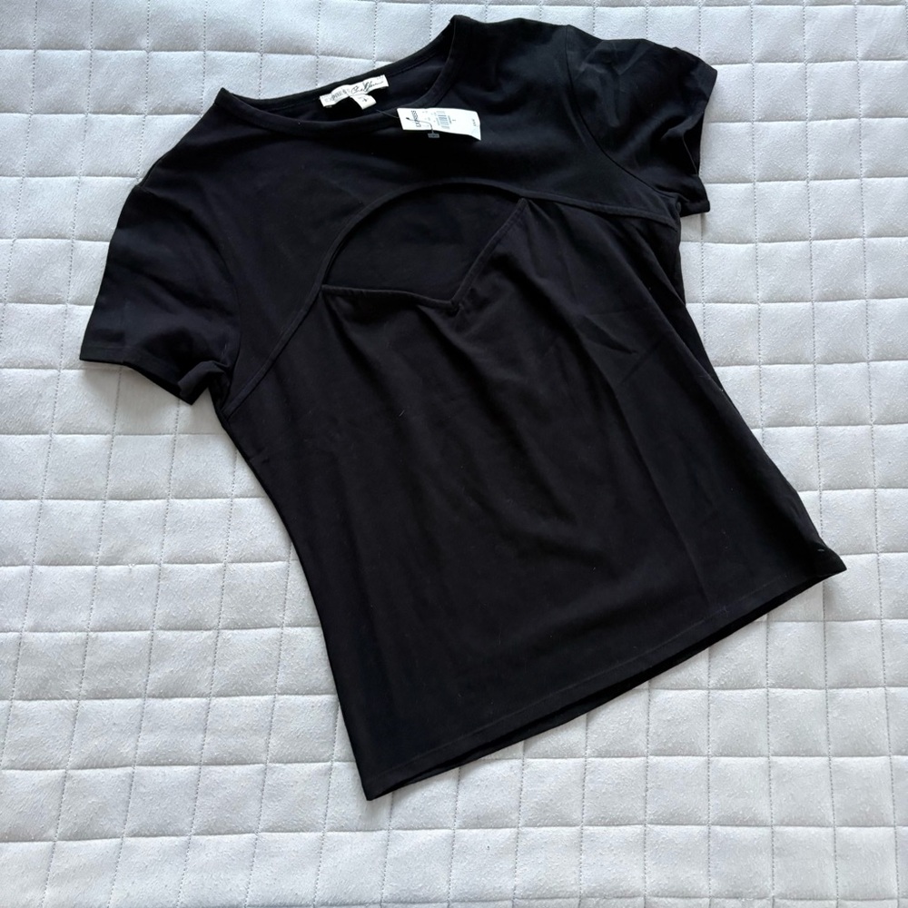 Express Women’s Black Short Sleeve Cut-Out Tee/T-Shirt